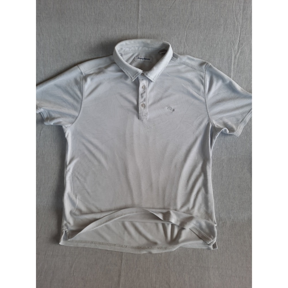 Tommy Bahama Men Large Blended Modal Polo Shirt Allover Print Embroider Logo SEE